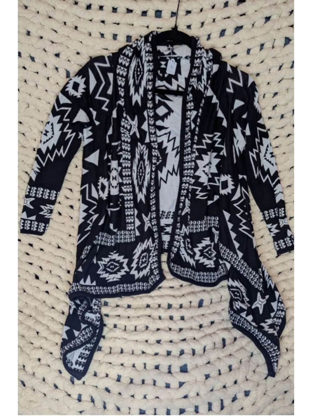 H&M Aztec Cardigan Sweater | Black & White | XS